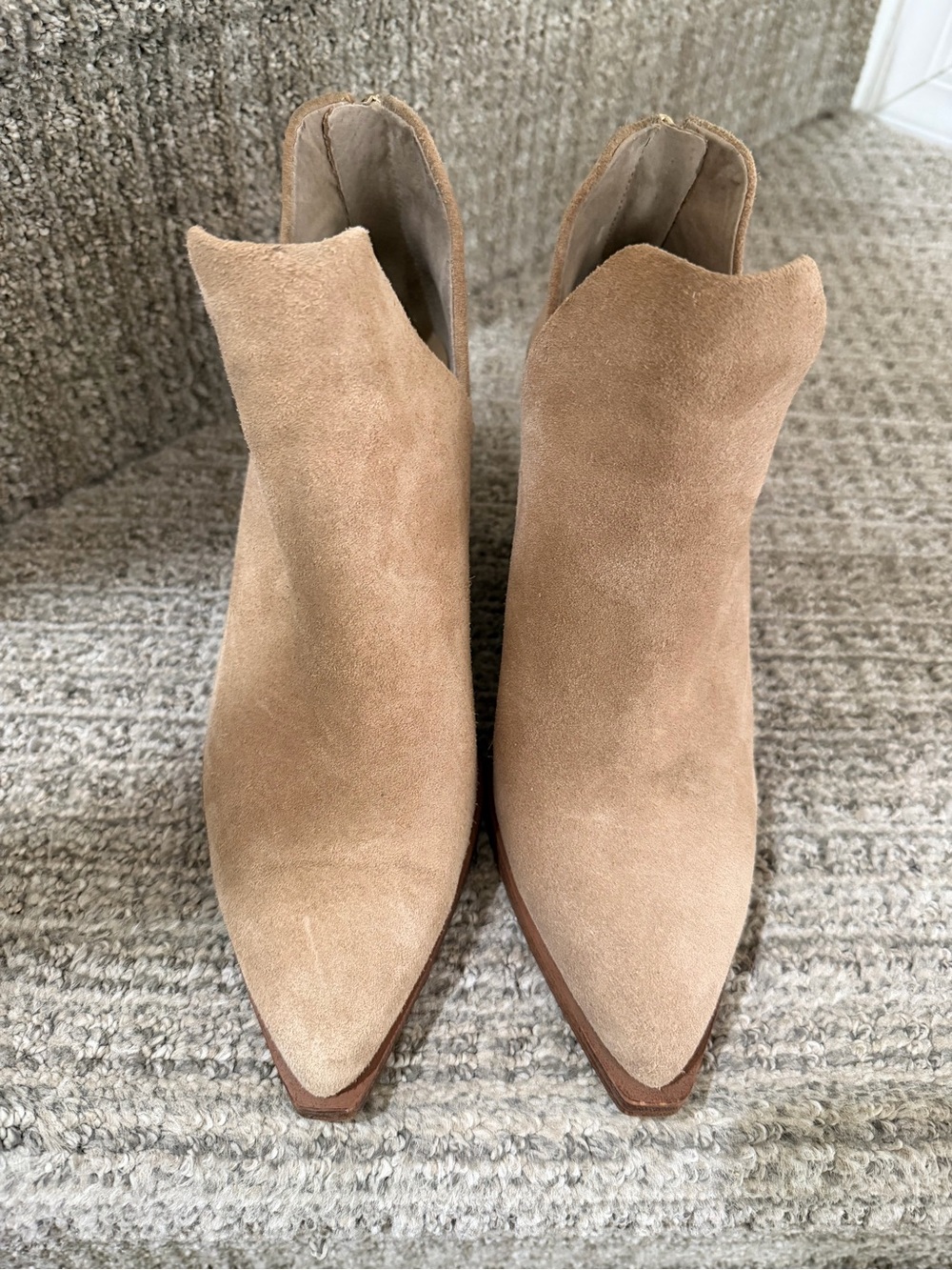 Vince Camuto Tan Suede Pointed Toe Booties